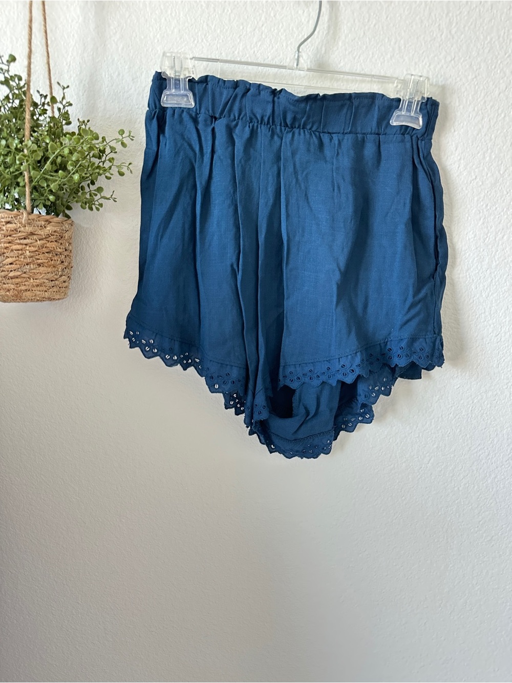 Blue Rain two-tone navy and sky blue elastic waist skirt